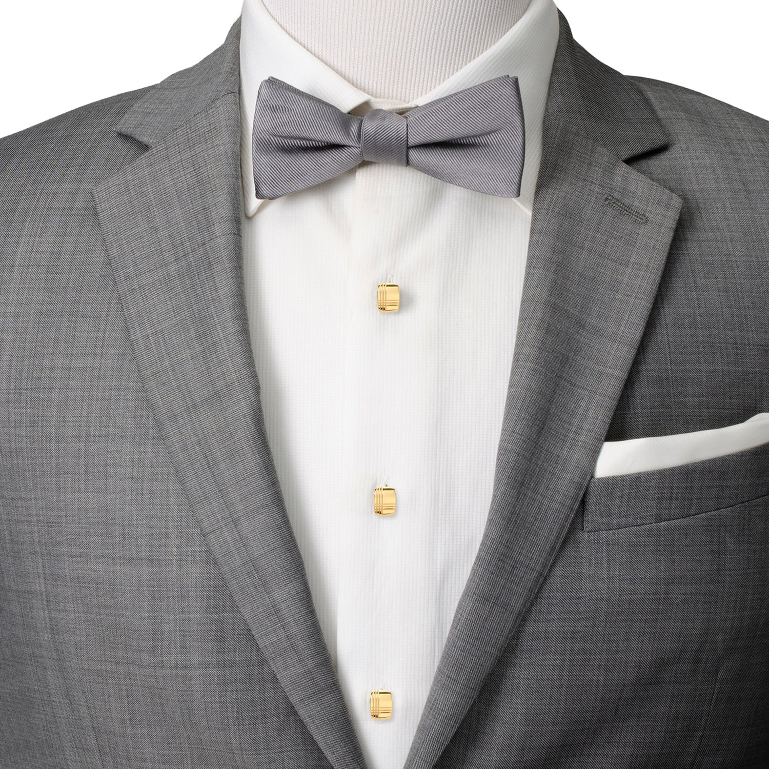 Stainless Steel Gold Tartan Plaid 5-Studs - My Men's Shop