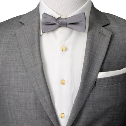 Stainless Steel Gold Tartan Plaid 5-Studs - My Men's Shop