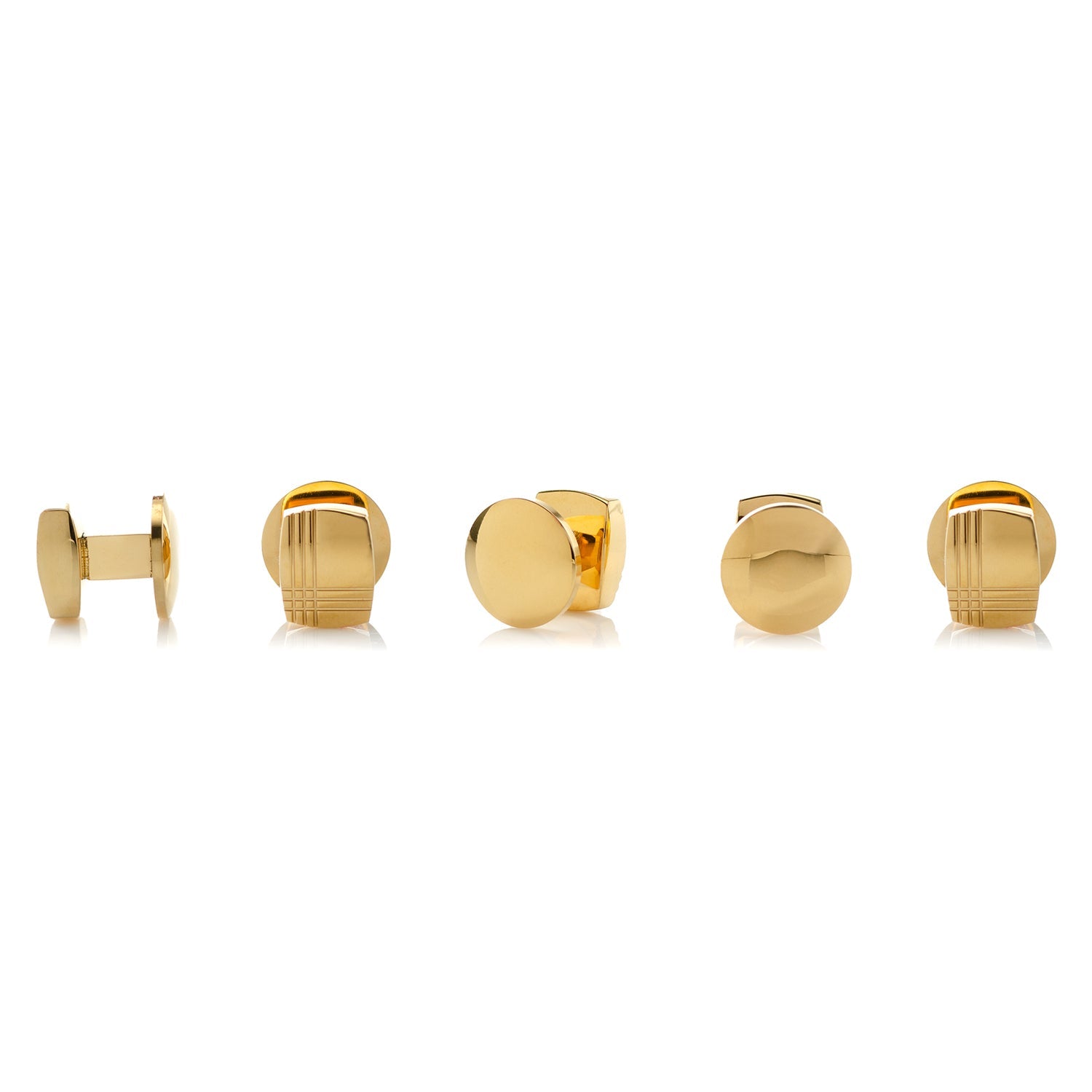 Stainless Steel Gold Tartan Plaid 5-Studs - My Men's Shop