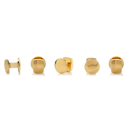 Stainless Steel Gold Tartan Plaid 5-Studs