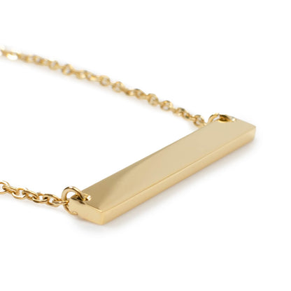Stainless Steel Gold Engravable Bar Pendant Women's Necklace