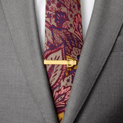Pasador de Corbata de Acero Inoxidable Dorado con Bocado de Caballo