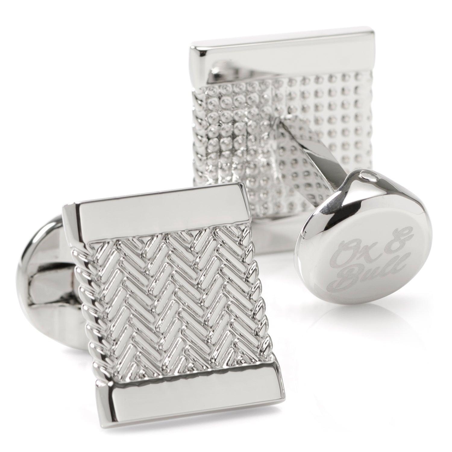 Silver Herringbone Cufflinks - My Men's Shop