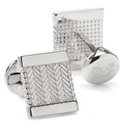 Silver Herringbone Cufflinks - My Men's Shop