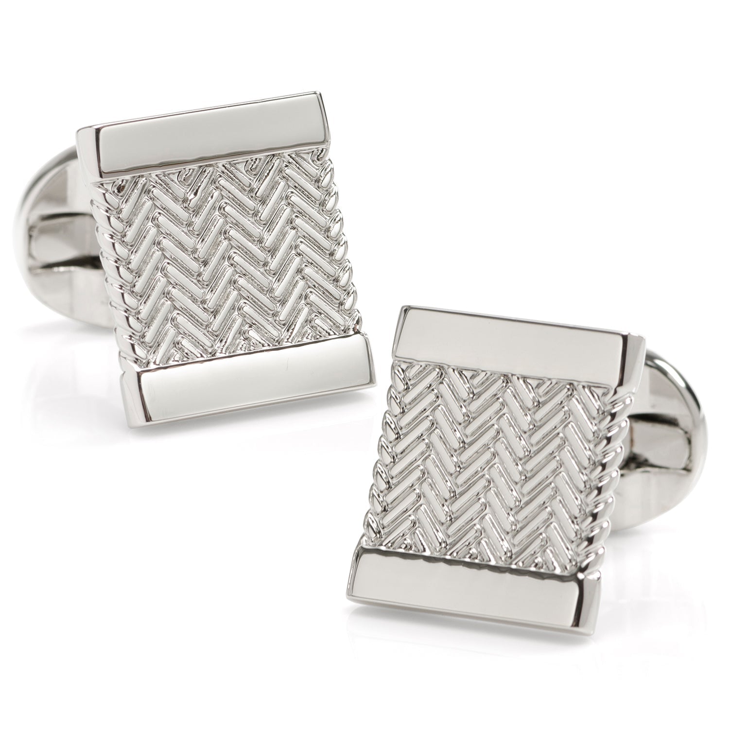 Silver Herringbone Cufflinks - My Men's Shop