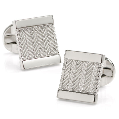 Silver Herringbone Cufflinks - My Men's Shop