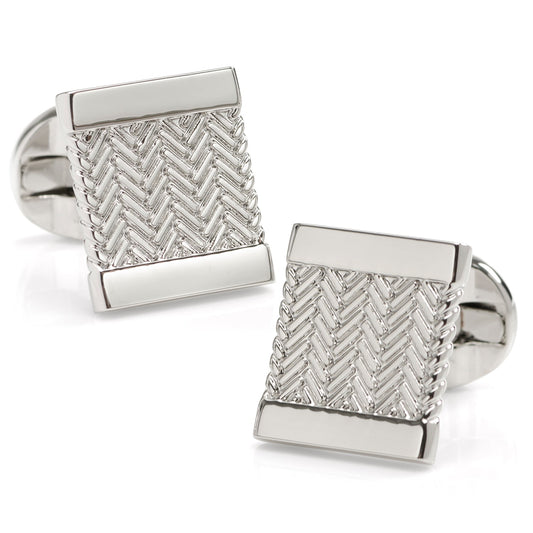 Silver Herringbone Cufflinks - My Men's Shop