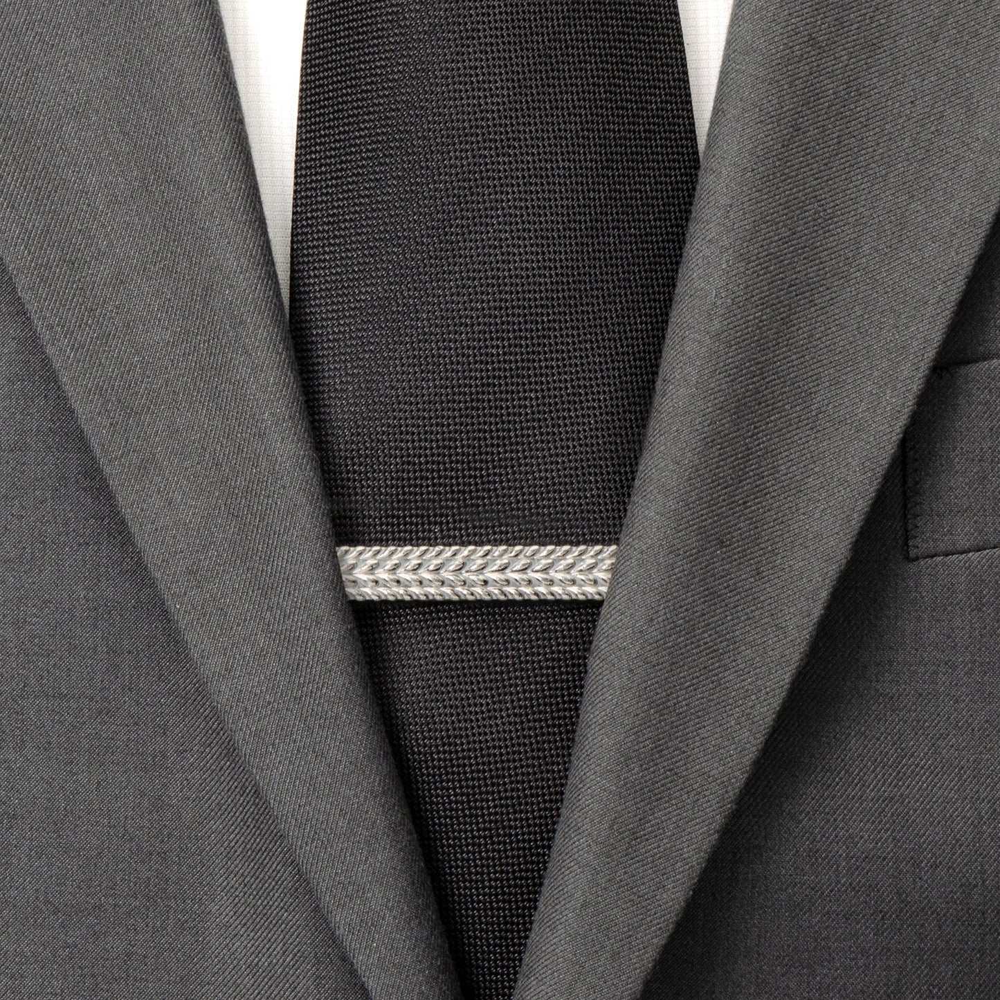 Pasador de Corbata Herringbone de Plata Antigua