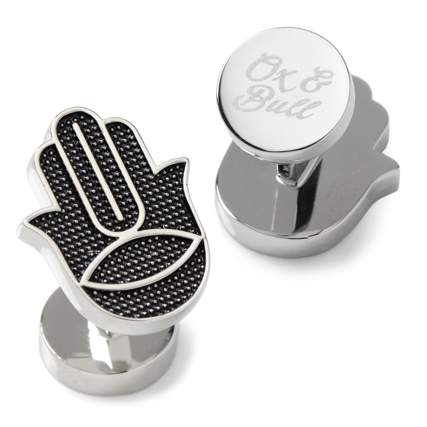 Gemelos Hamsa texturizados de plata