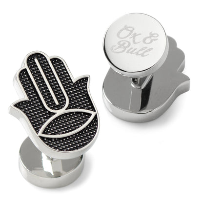 Gemelos Hamsa texturizados de plata