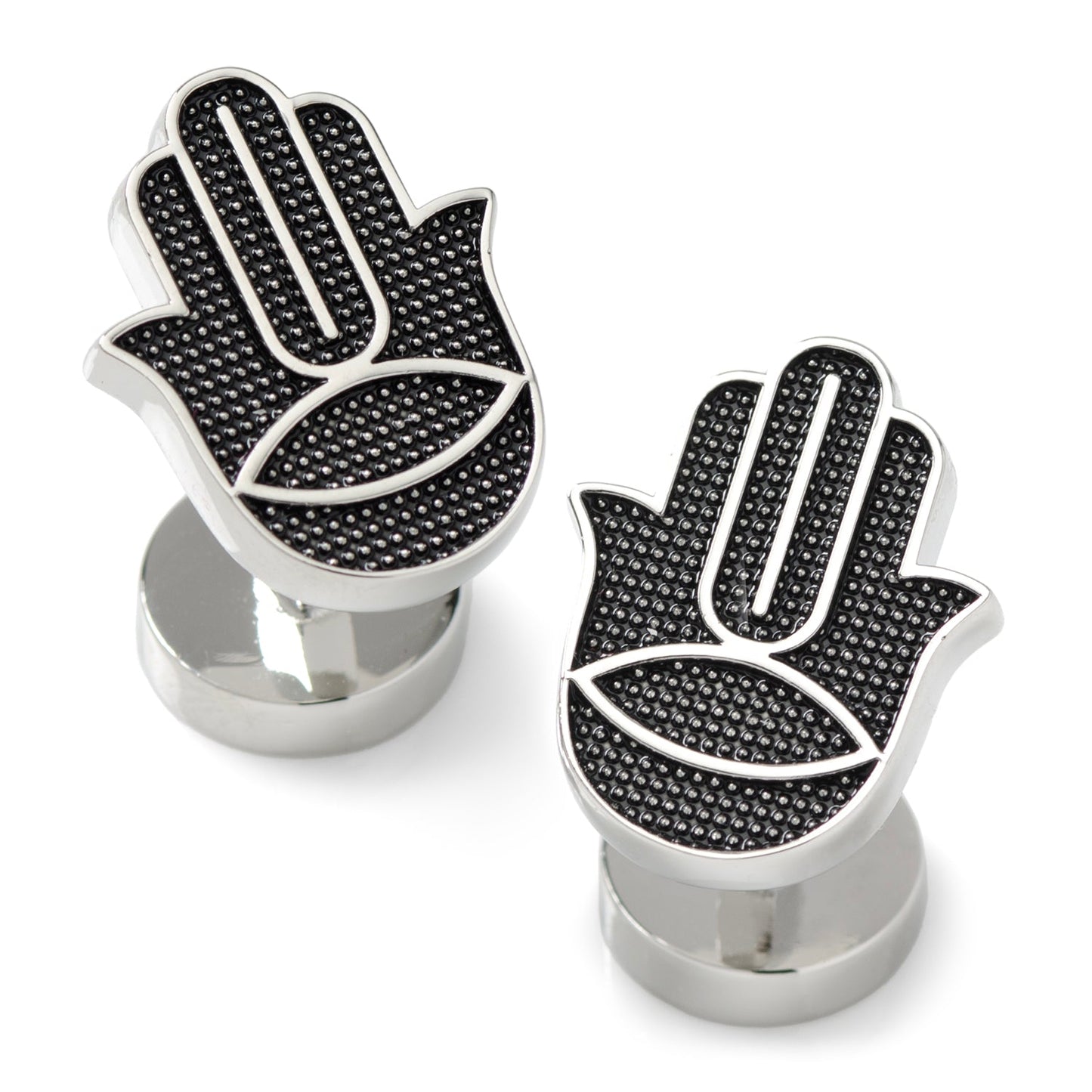 Gemelos Hamsa texturizados de plata