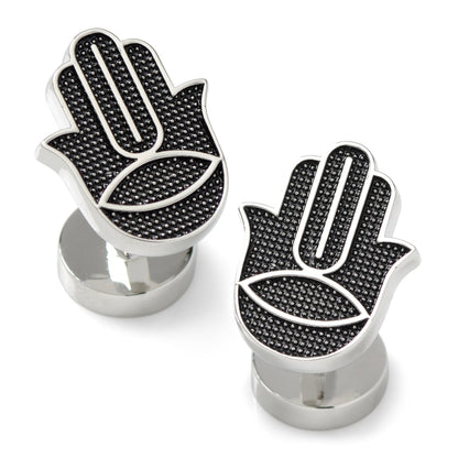 Gemelos Hamsa texturizados de plata