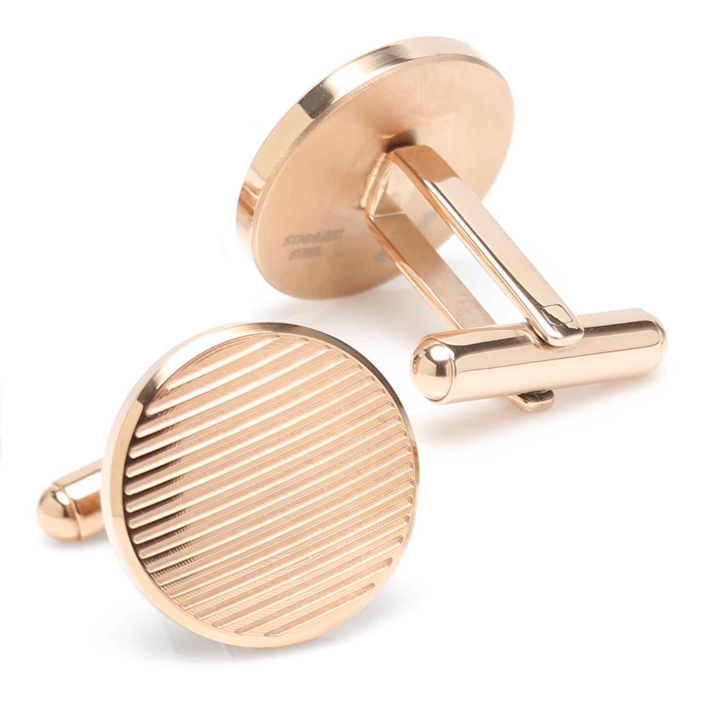 Rose Gold Line Stainless Steel Cufflinks - My Men's Shop
