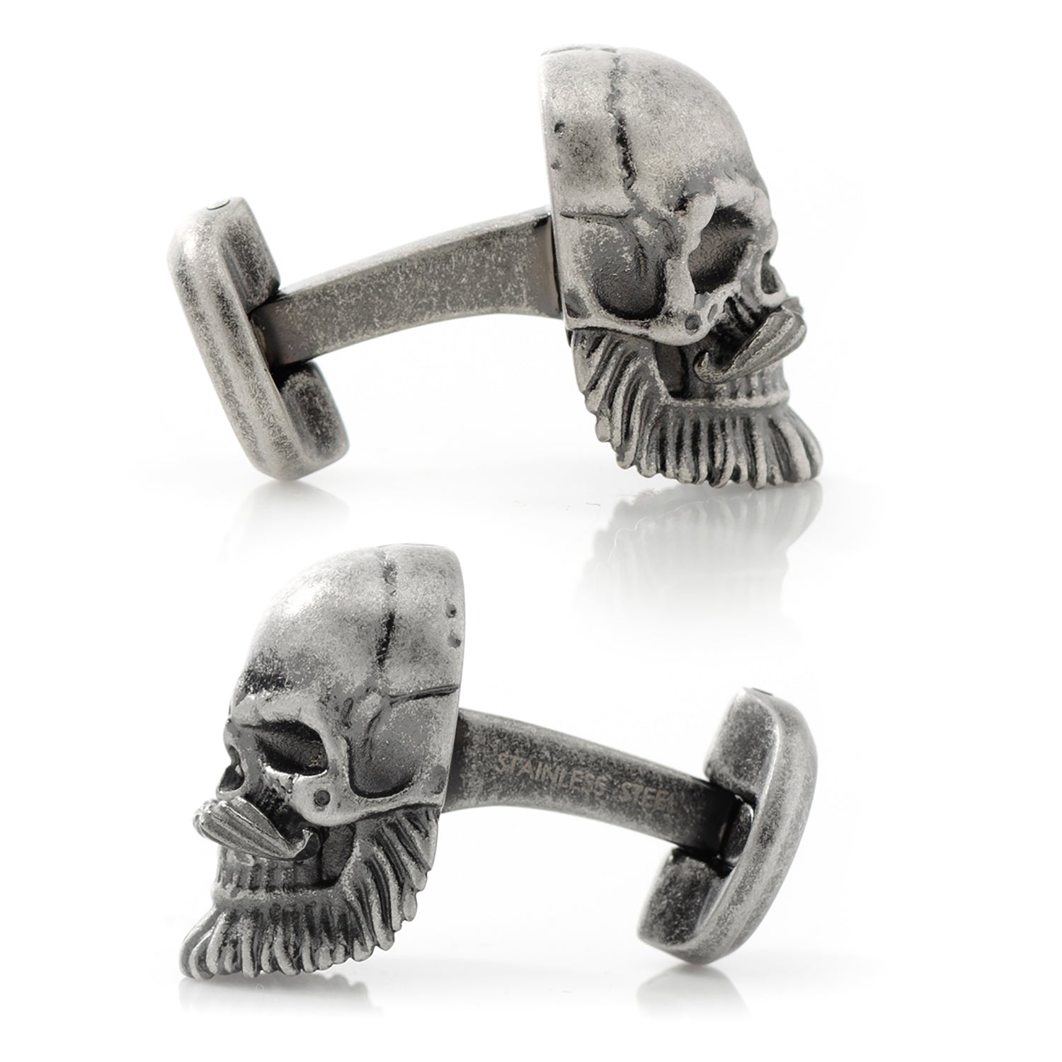 Stainless Steel Mustache Skull Cufflinks - My Men's Shop
