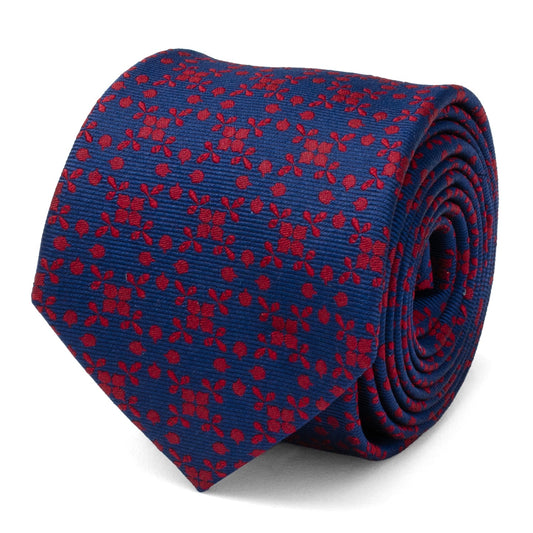Corbata de hombre con diseño azul marino/rojo