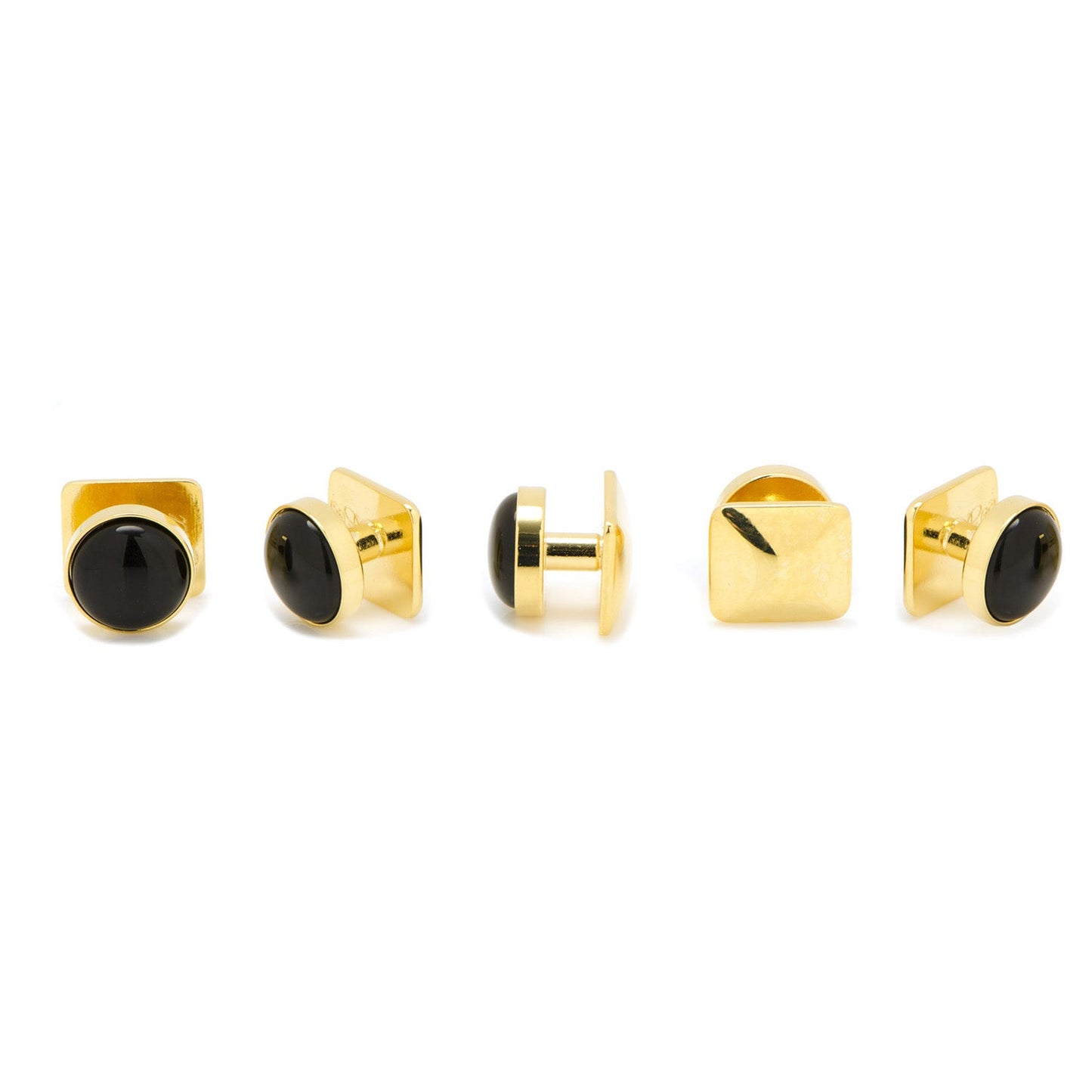 Conjunto de 5 aretes de oro y ónix