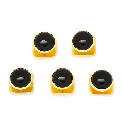 Conjunto de 5 aretes de oro y ónix