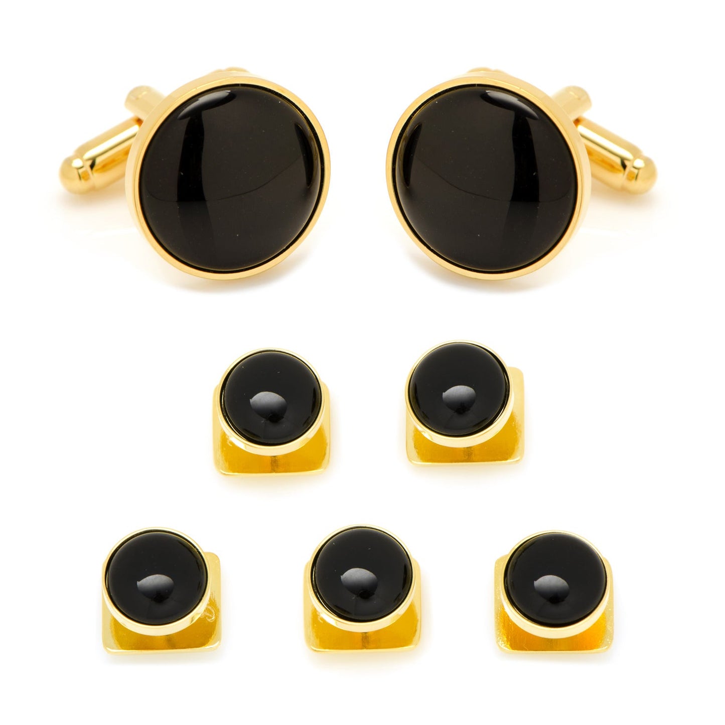 Conjunto de 5 aretes de oro y ónix