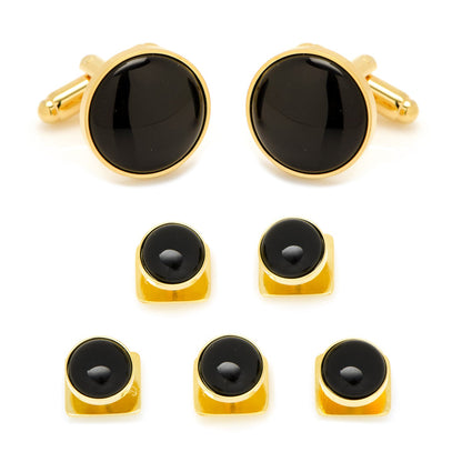Conjunto de 5 aretes de oro y ónix