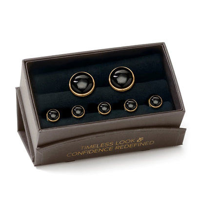 Gold and Onyx 5-Stud Set