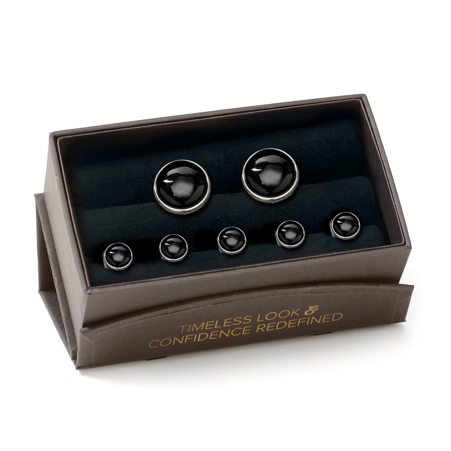 Silver and Onyx 5-Stud Set - My Men's Shop