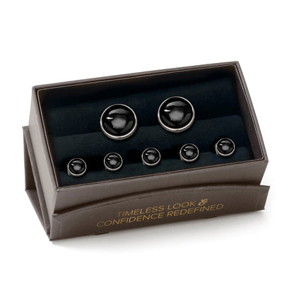 Silver and Onyx 5-Stud Set - My Men's Shop