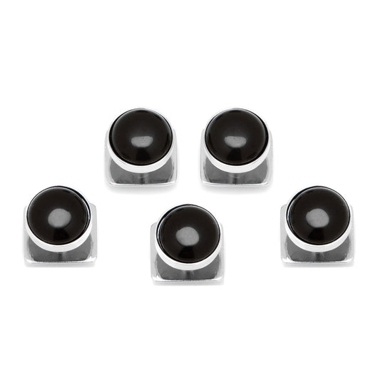 Pendientes de cinco puntos de plata y ónix