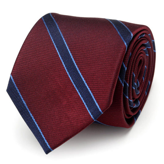 La Corbata Phillip (Corbata para hombre a rayas color burdeos)