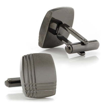 Stainless Steel Gunmetal Tartan Plaid Cufflinks - My Men's Shop