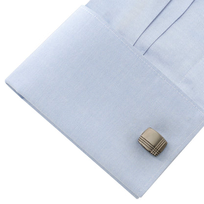 Stainless Steel Gunmetal Tartan Plaid Cufflinks - My Men's Shop