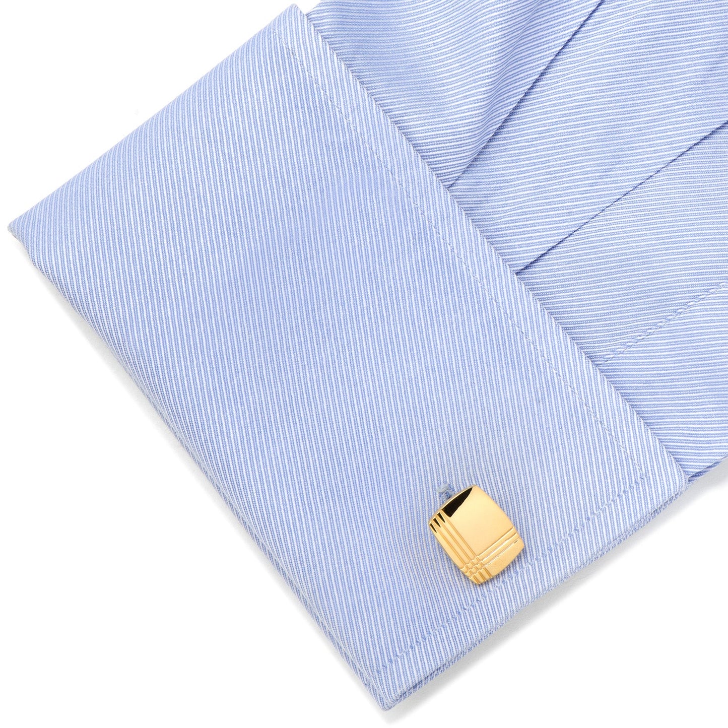 Gemelos de acero inoxidable con estampado de cuadros escoceses dorados