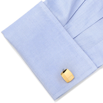 Gemelos de acero inoxidable con estampado de cuadros escoceses dorados