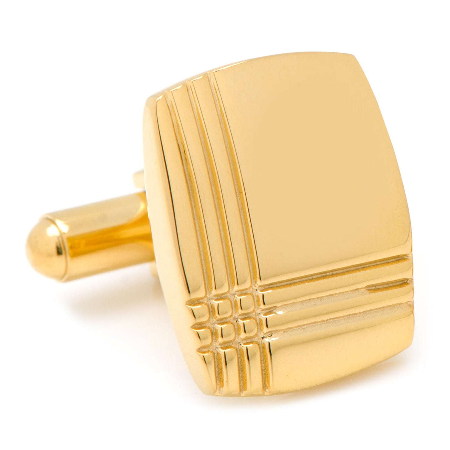 Stainless Steel Gold Tartan Plaid Cufflinks - My Men's Shop