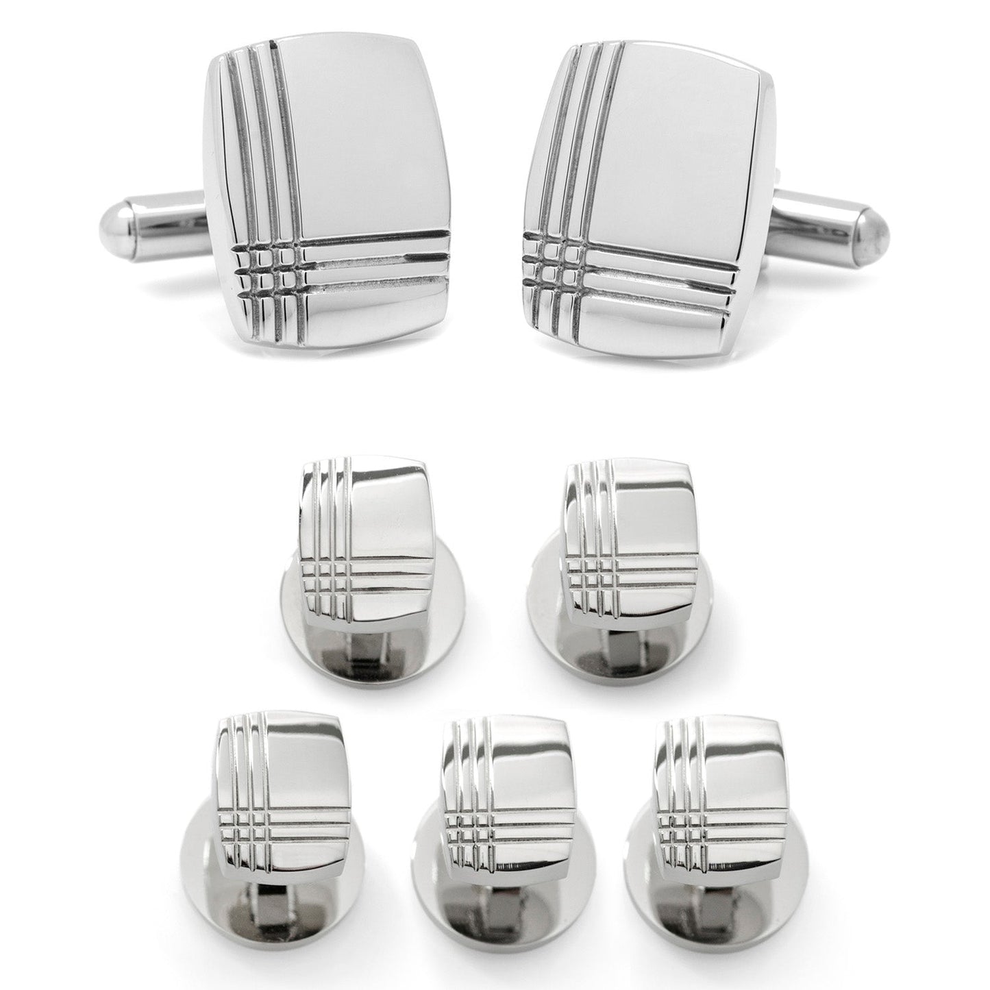 Stainless Steel Tartan Plaid 5-Stud Set - My Men's Shop