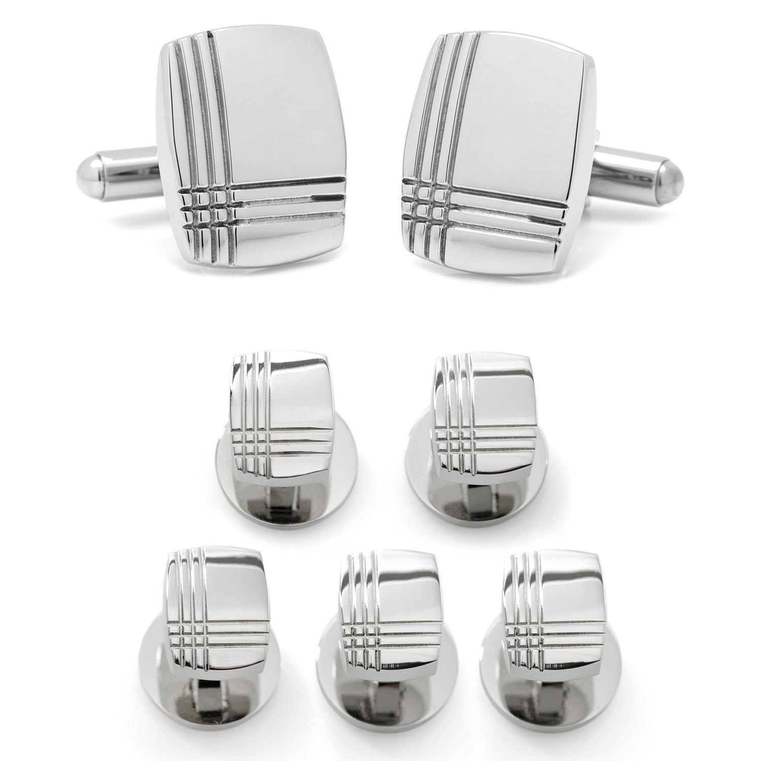 Stainless Steel Tartan Plaid 5-Stud Set - My Men's Shop