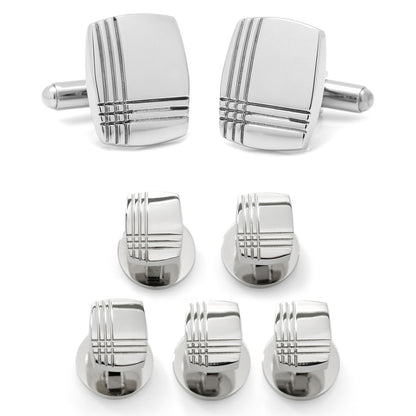 Stainless Steel Tartan Plaid 5-Stud Set - My Men's Shop