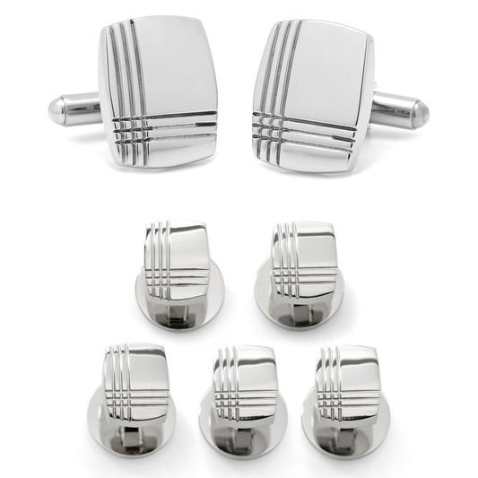 Stainless Steel Tartan Plaid 5-Stud Set - My Men's Shop