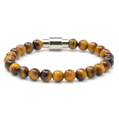 Tigers Eye Beaded Bracelet with Magnetic Closure - My Men's Shop