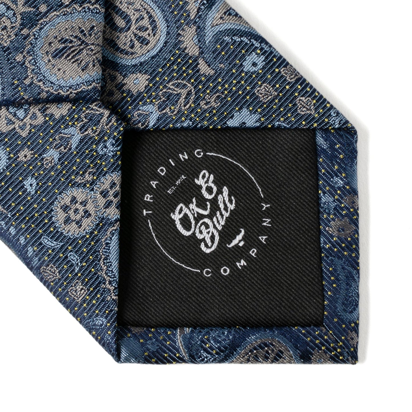 Corbata de hombre paisley azul y gris