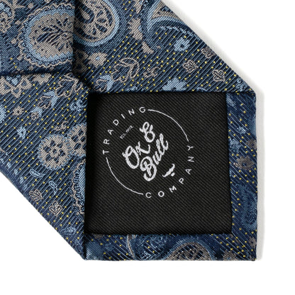 Corbata de hombre paisley azul y gris
