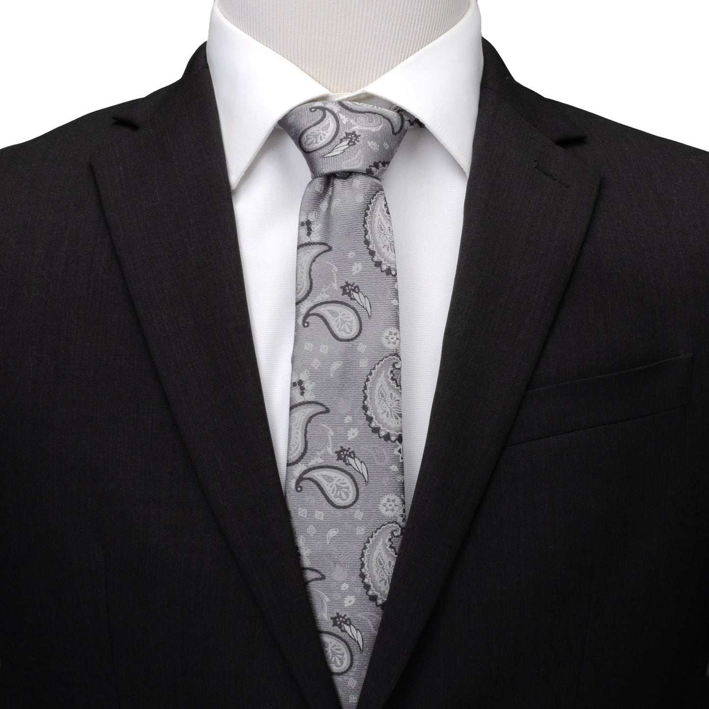Corbata de hombre con diseño de cachemir gris