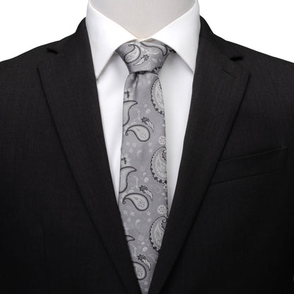 Corbata de hombre con diseño de cachemir gris