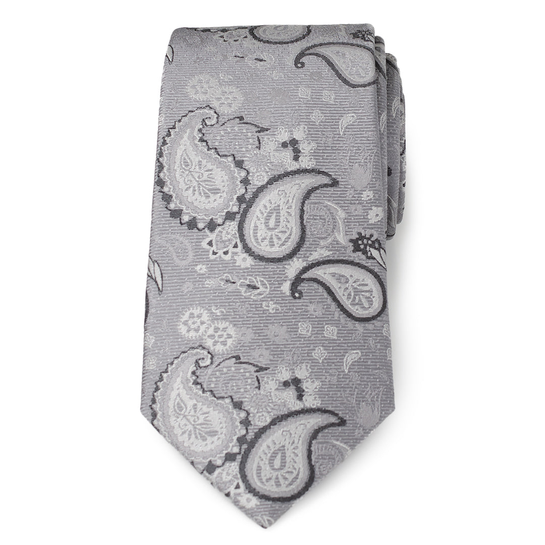 Corbata de hombre con diseño de cachemir gris