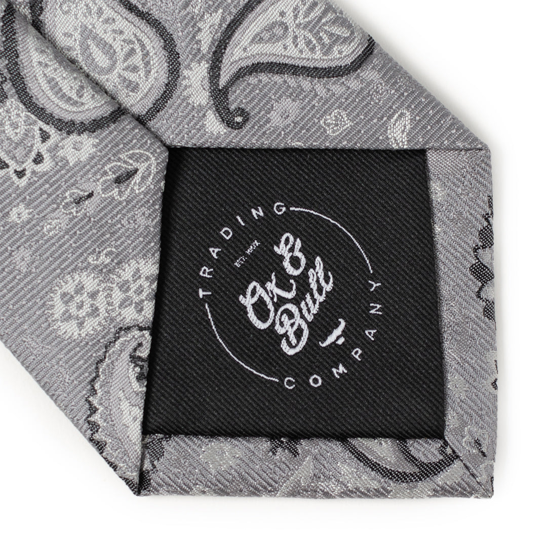Corbata de hombre con diseño de cachemir gris