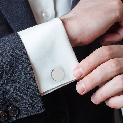 Stainless Steel Engravable Pave Edge Cufflinks - My Men's Shop