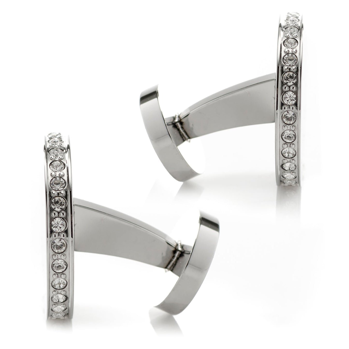 Gemelos de acero inoxidable grabables con borde pavé