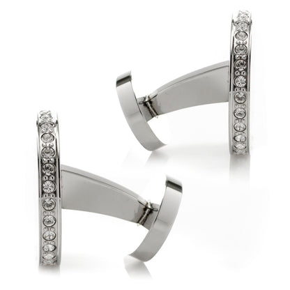 Gemelos de acero inoxidable grabables con borde pavé