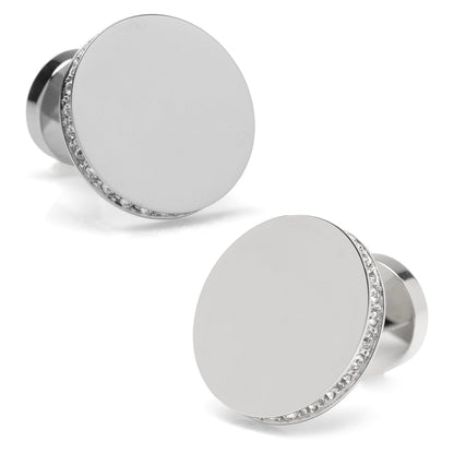 Gemelos de acero inoxidable grabables con borde pavé