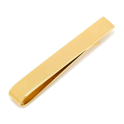 Set de regalo de gemelos y pasacorbatas rectangulares grabables de oro