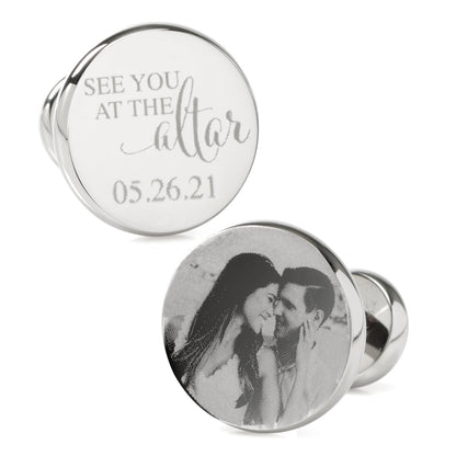 Gemelos personalizados con foto "Nos vemos en el altar"